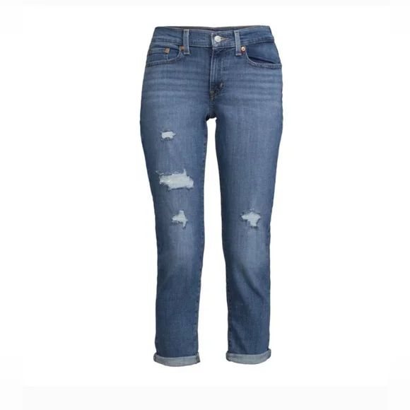 Levi's Boyfriend Jeans Womens 29 Blue Medium Wash Distressed Stretch- 2 Pair - Picture 14 of 15